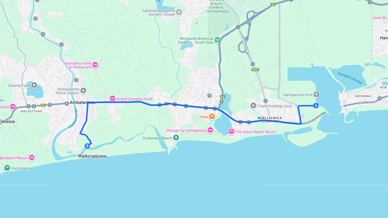 从汉班托塔海港出发,乘坐瓦拉维河游船进行丛林探险之旅