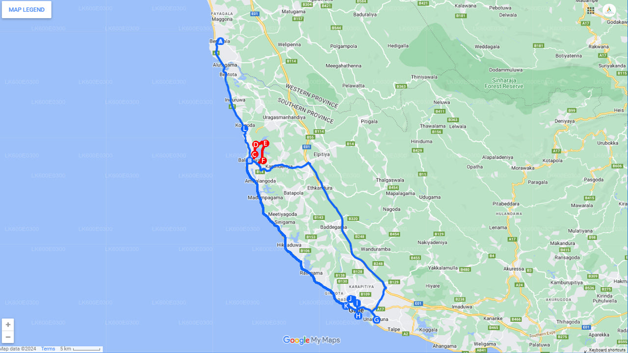 从贝鲁瓦拉沿海岸线前往加勒