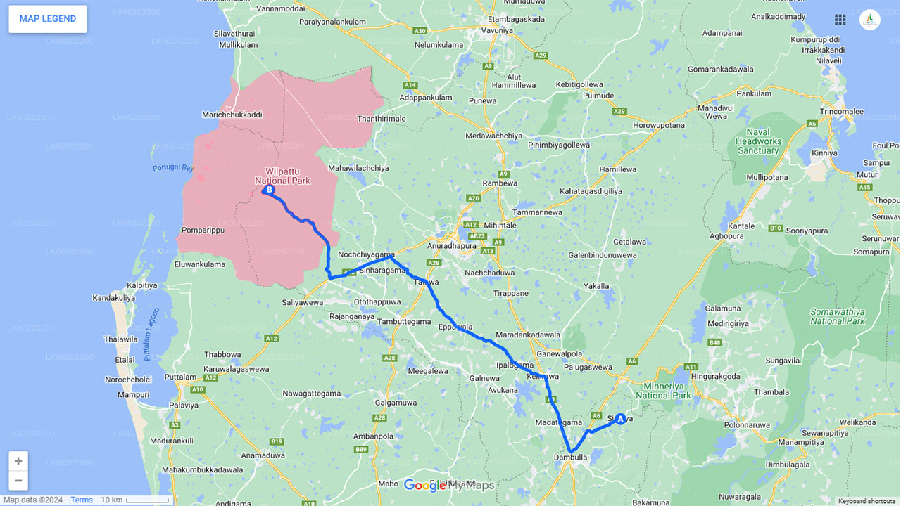 锡吉里亚出发的威尔帕图国家公园野生动物园