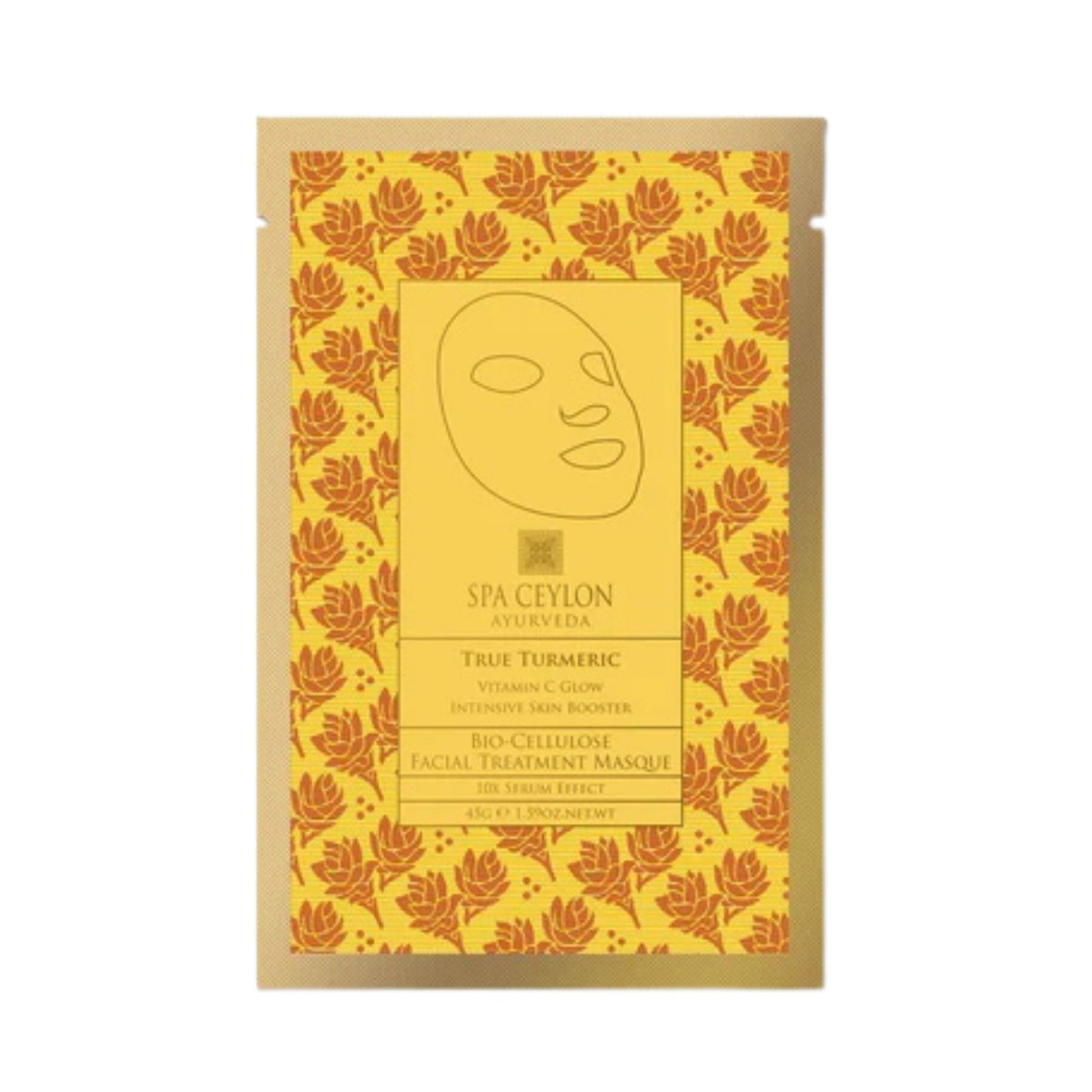 Spa Ceylon True Turmeric Vitamin C Glow Bio Cellulose Facial Treatment Masque (45g)