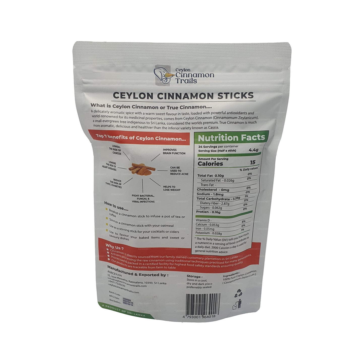 Ceylon Cinnamon Trails 肉桂棒 (100 g)