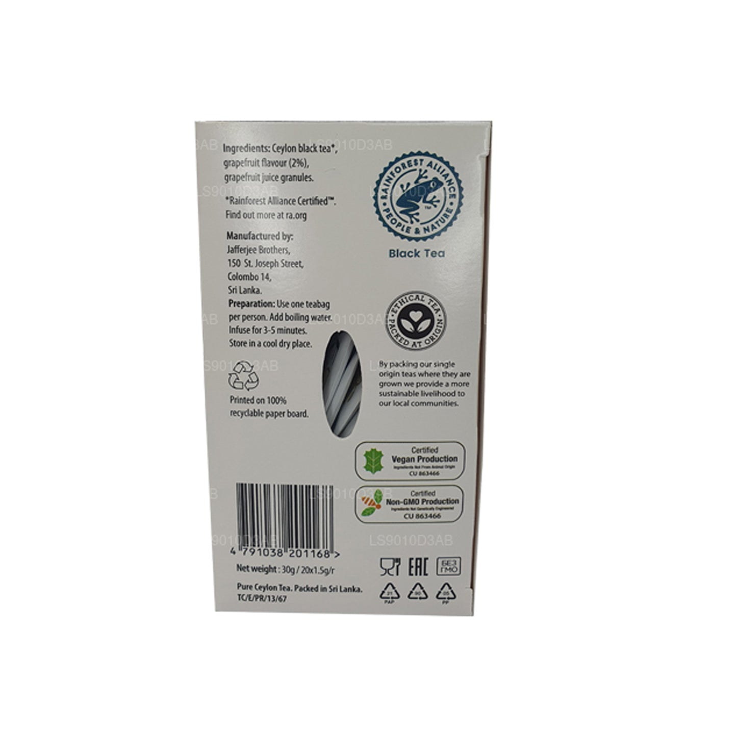 Jaf Tea Pure Fruits Collection 红茶粉红葡萄柚铝箔信封茶包 (30g)