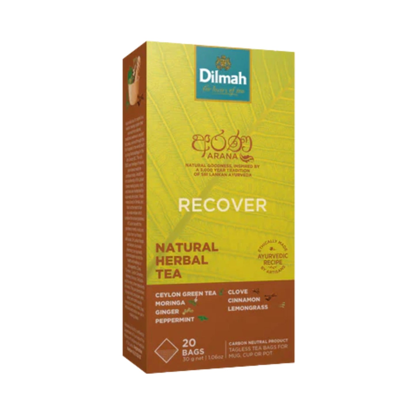 Dilmah Arana Recover 天然草本绿茶(20 个无标签茶包)