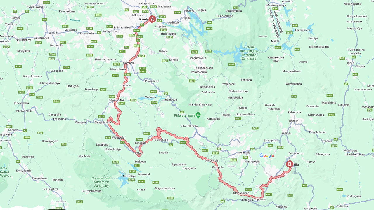 乘坐从康提到艾拉的火车（列车编号：1015 “Udarata Menike”）