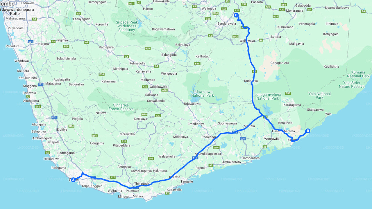 从加勒到埃拉的私人旅游，包含亚拉野生动物园之旅。