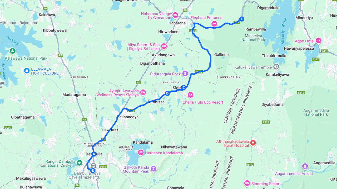 从丹布拉出发的锡吉里亚岩和野生大象野生动物园