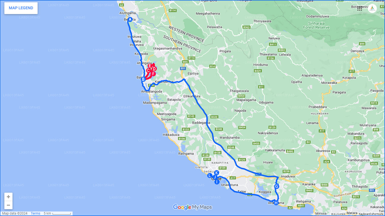 来自本托塔的巴拉皮提亚 (Balapitiya)、汉杜努戈达 (Handunugoda) 和加勒 (Galle)