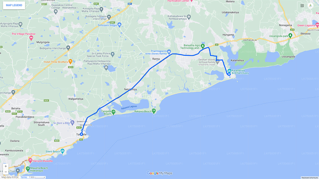 从坦加勒乘船前往卡拉梅蒂亚保护区观鸟
