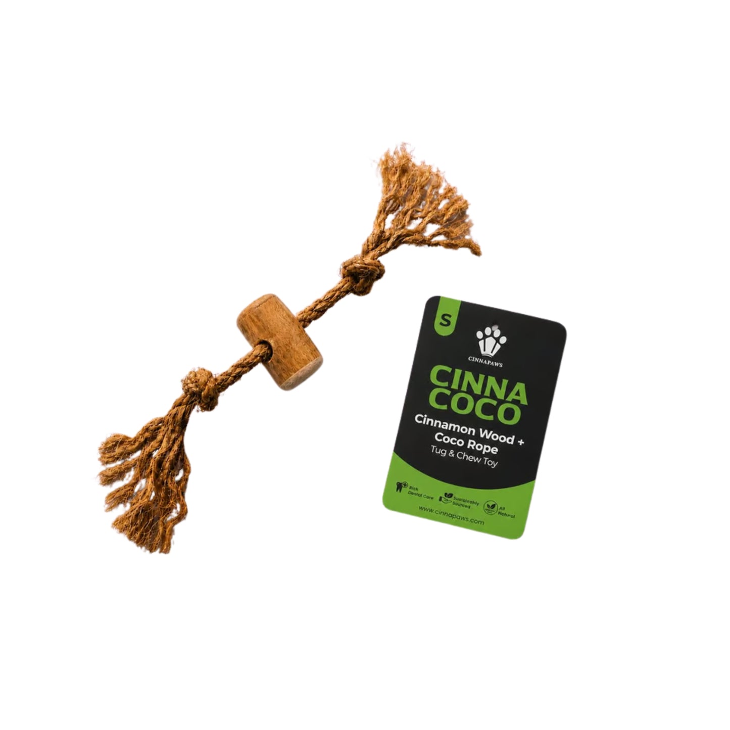 Cinnapaws Cinnacoco Cinnamon Wood with Coco Rope Tug & Chew Toy
