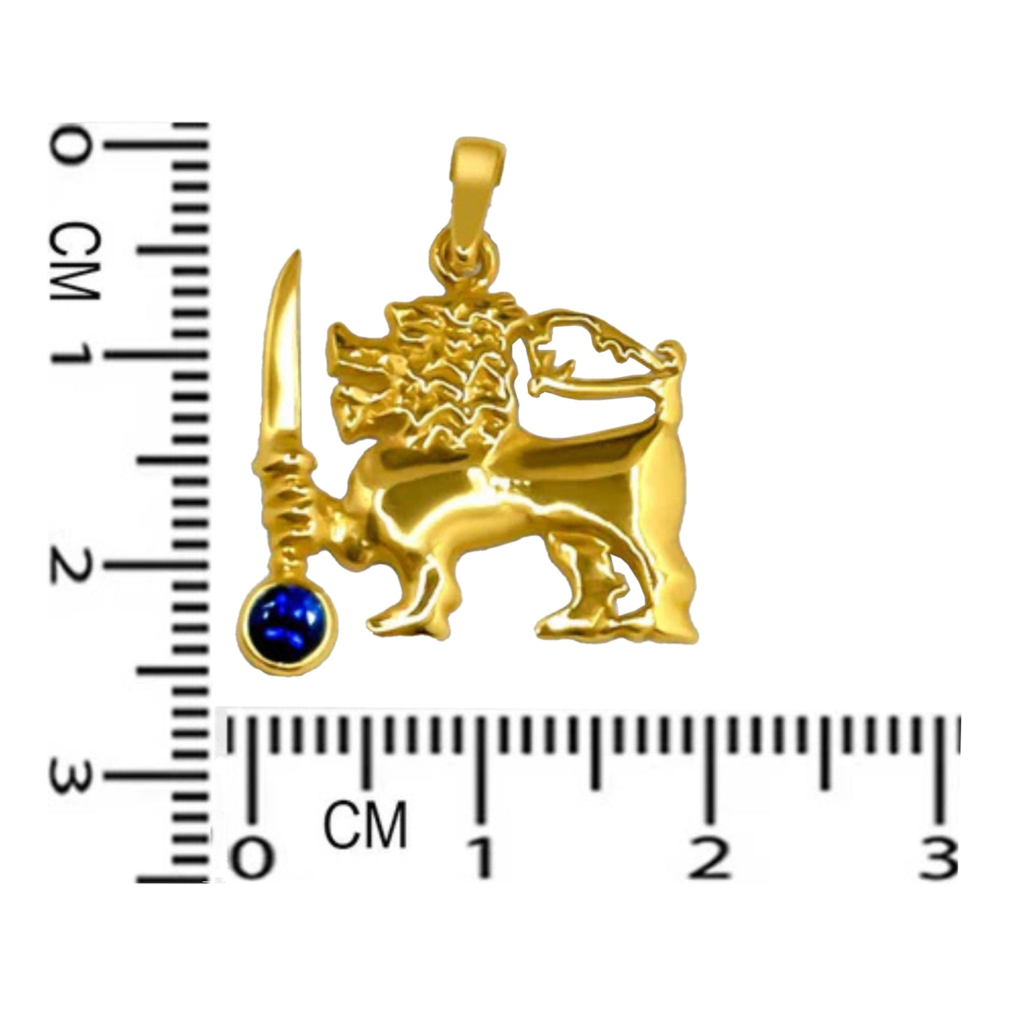 Lakpura® Gold Lion Pendant with Blue Sapphire Stone