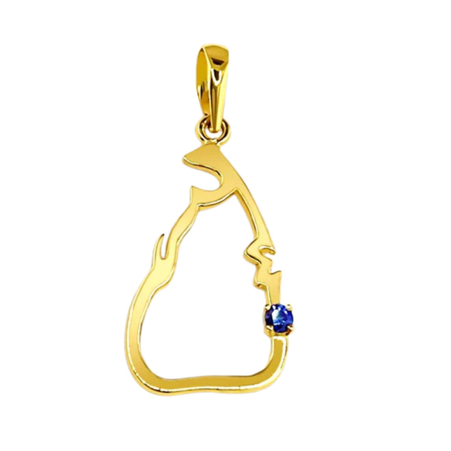 Lakpura® Gold Lanka Pendant with Blue Sapphire Stone