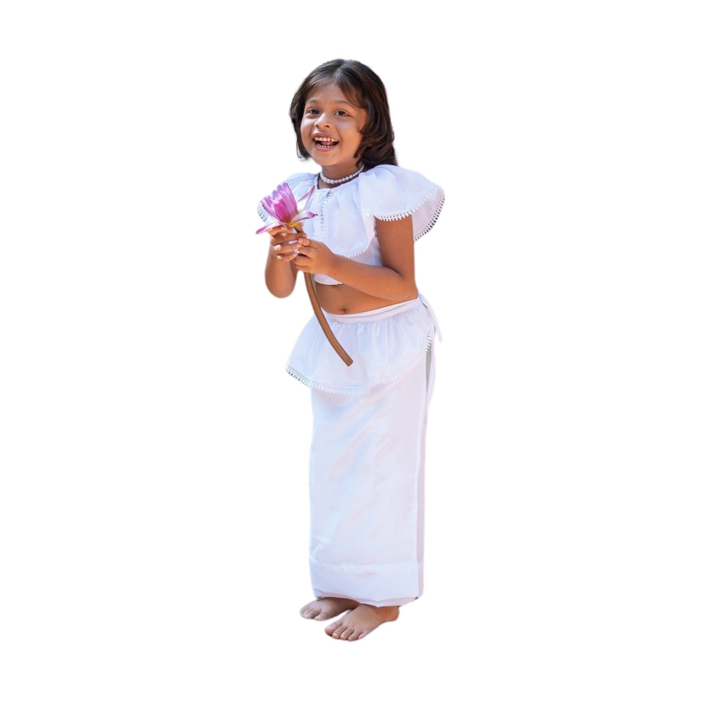 Lakpura Kids White Lamasaree / Half Saree (Design H101)