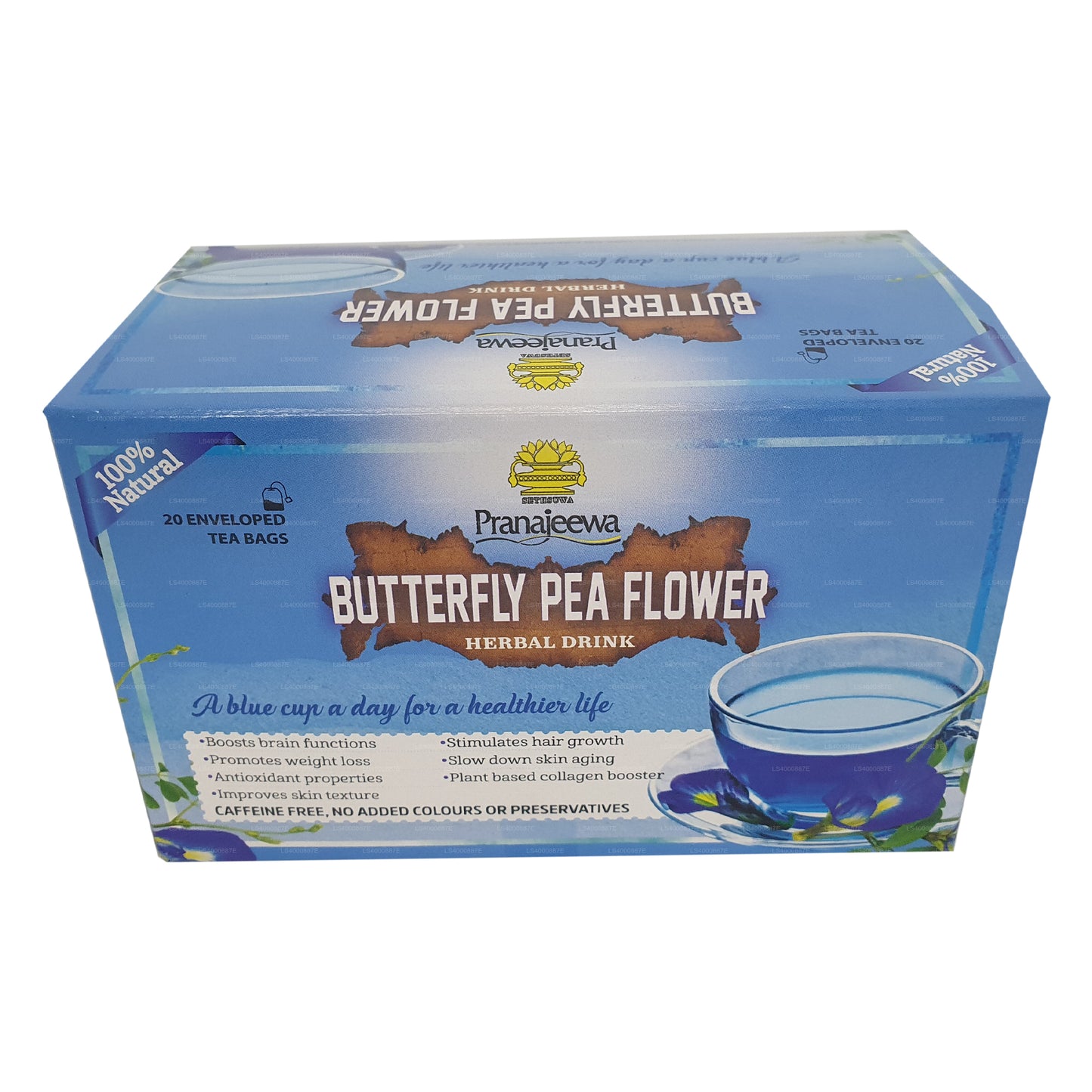 Sethsuwa Pranajeewa Butterfly Pea Flowers Herbal Tea (20 Tea Bags)