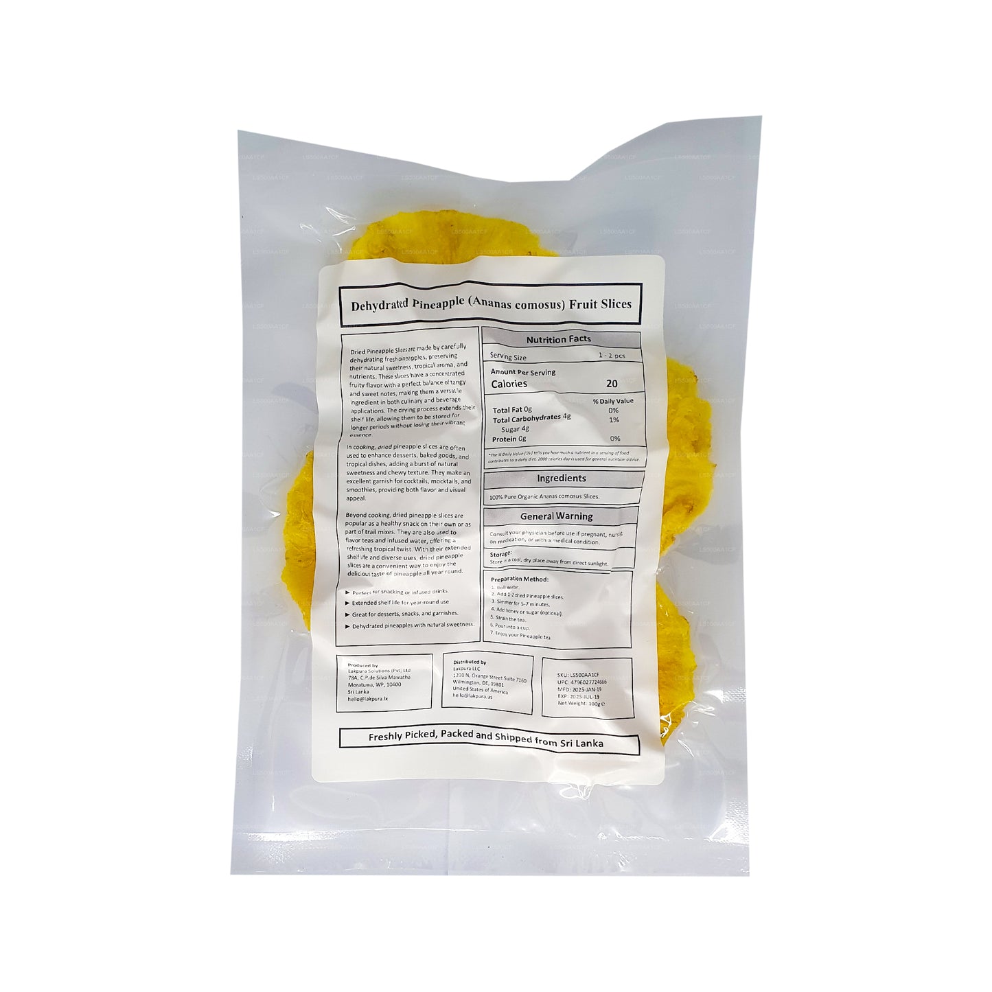 Lakpura 脱水天然菠萝水果片