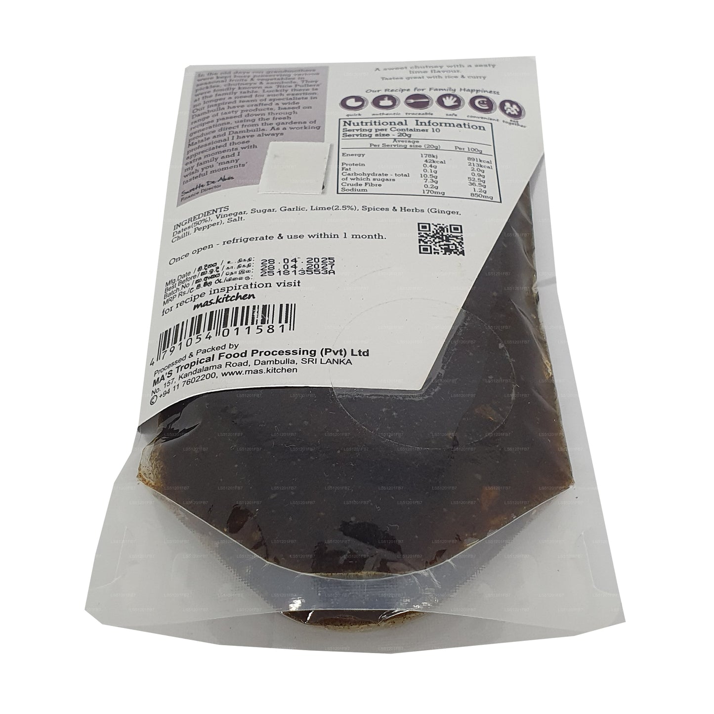 MA 的厨房椰枣和酸橙酸辣酱 (200 g)