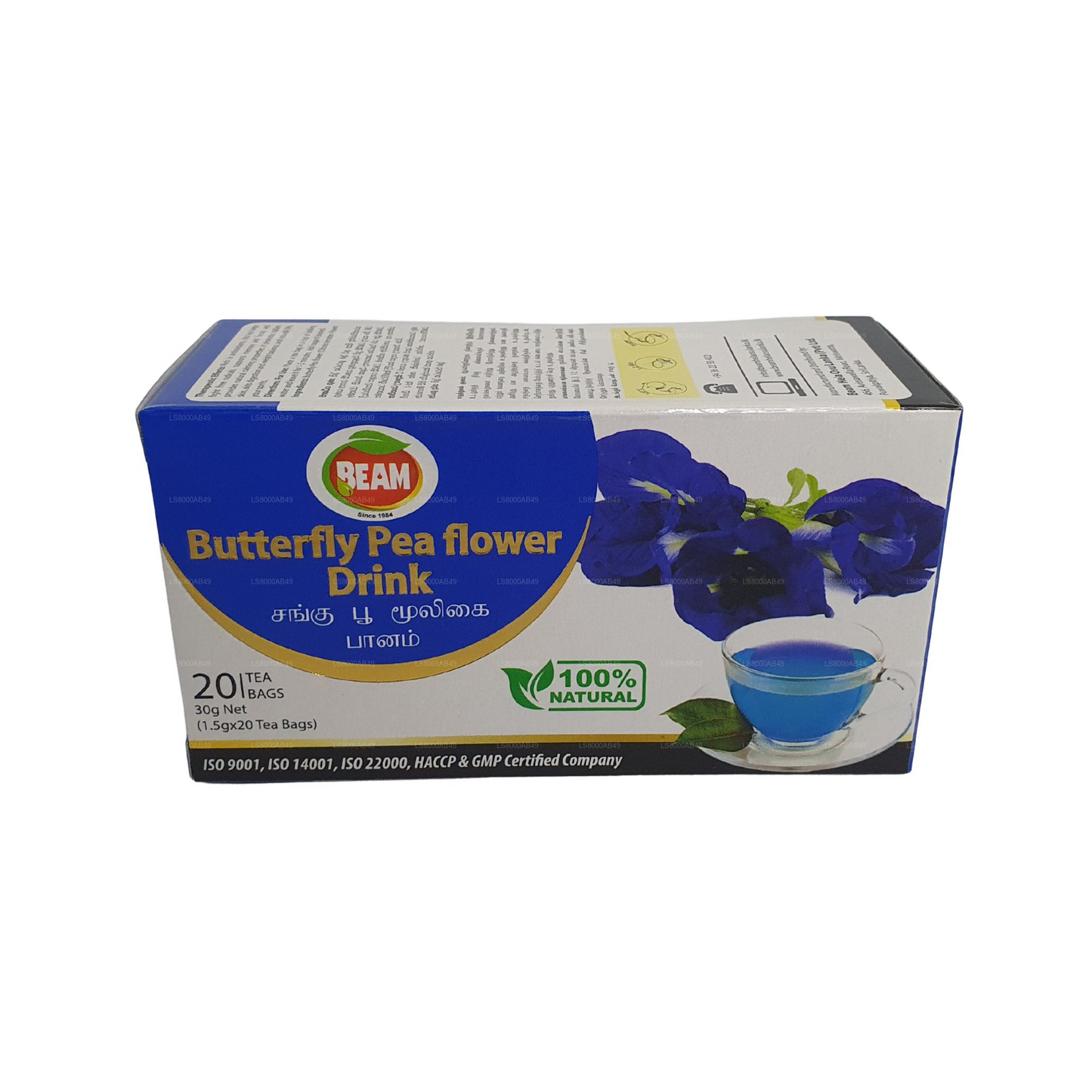 Beam Butterfly Pea  Flower Drink (30g) 20 Tea Bags