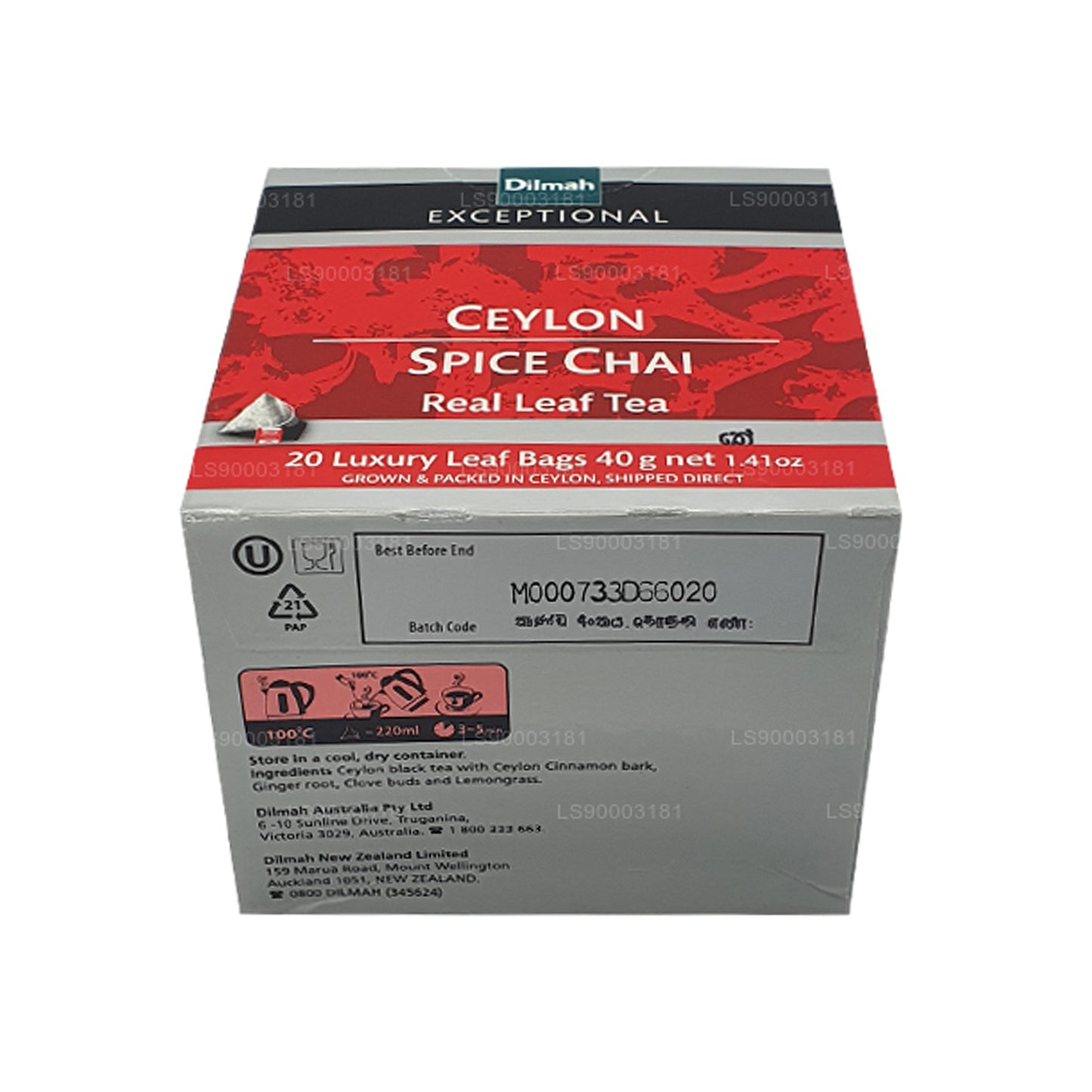 Dilmah 卓越锡兰 Spice Chai (40g) 20 个茶包