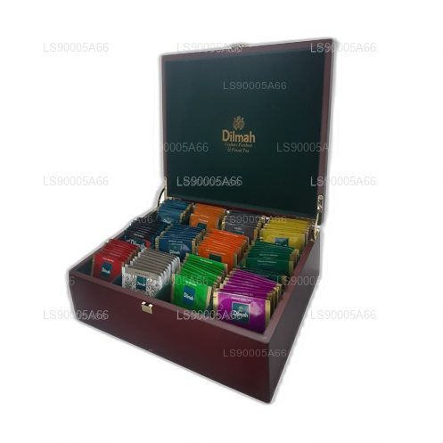 带盖的 Dilmah 豪华木材展示架（12 个品种）
