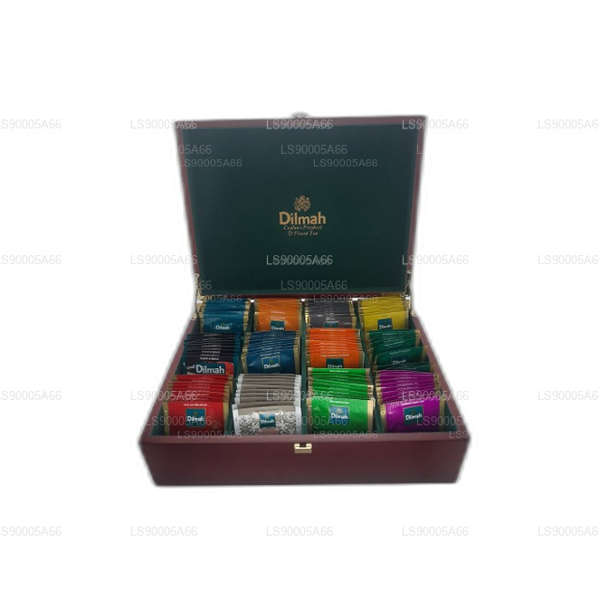 带盖的 Dilmah 豪华木材展示架（12 个品种）