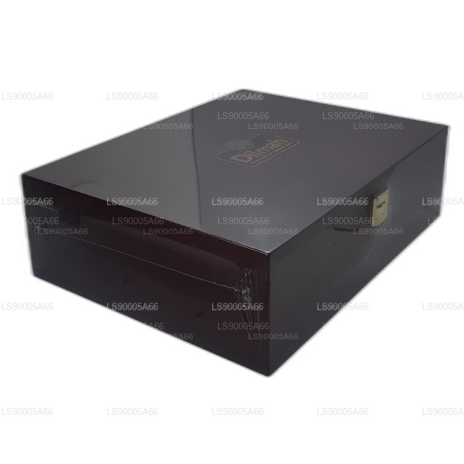 带盖的 Dilmah 豪华木材展示架（12 个品种）