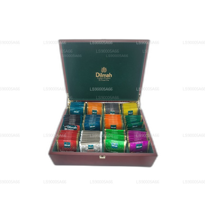 带盖的 Dilmah 豪华木材展示架（12 个品种）