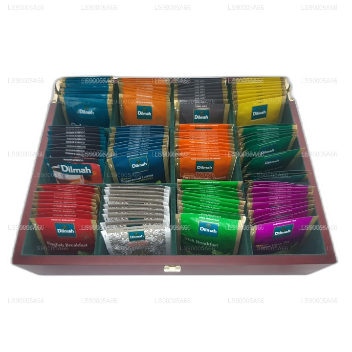 带盖的 Dilmah 豪华木材展示架（12 个品种）
