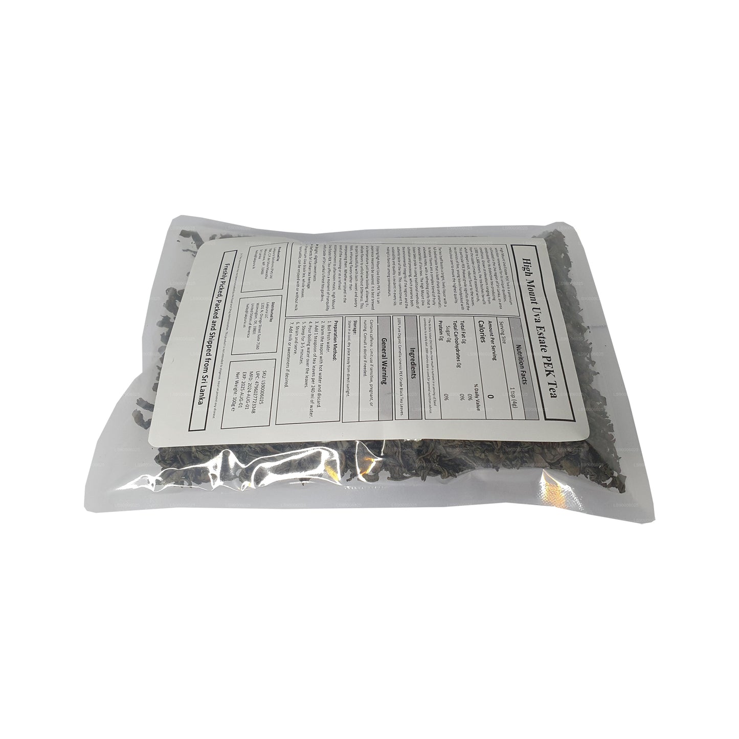 Lakpura® Uva High Mount Uva Estate PEK 茶（100 克）