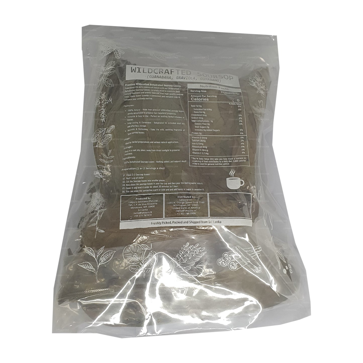 Lakpura® 野生刺果番荔枝（番荔枝、刺番荔枝、刺番荔枝）脱水整叶