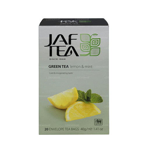 Jaf Tea Pure Green Collection 绿色柠檬和薄荷铝箔信封茶包 (40g)