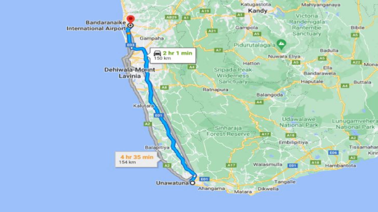 乌纳瓦图纳市至科伦坡机场 (CMB) 私人接送