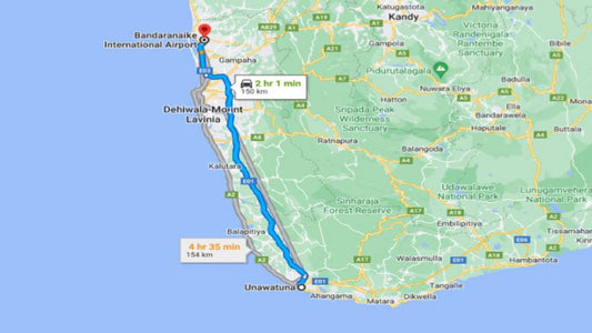 乌纳瓦图纳市至科伦坡机场 (CMB) 私人接送