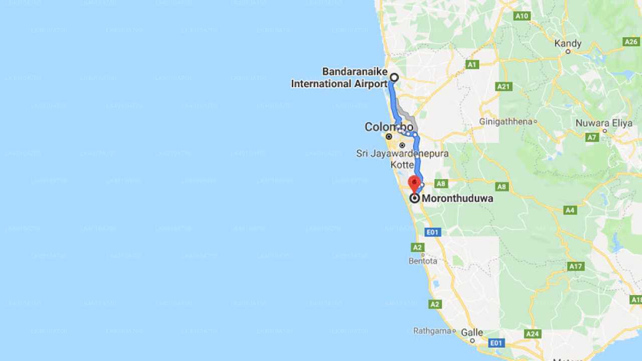 科伦坡（CMB）机场至莫隆图杜瓦城市私人接送