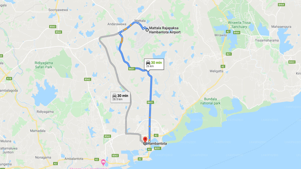 玛特拉（HRI）机场至汉班托塔城市私人接送