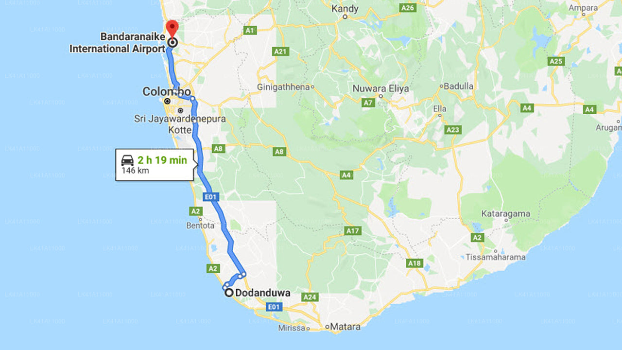 多当杜瓦城到科伦坡(CMB)机场私人接送