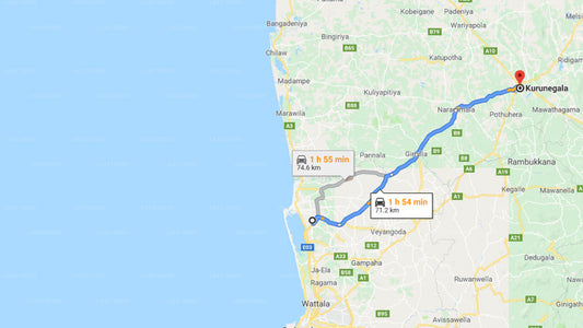 Transfer between Colombo Airport (CMB) and Hotel Surasa, Kurunegala