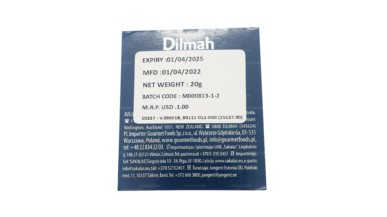 Dilmah Earl Grey Tea (20g) 10 个单独铝箔包装的茶包